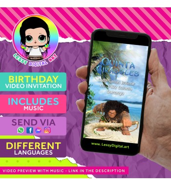 video invitación moana birthday party invitation cumpleaños