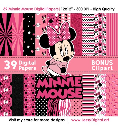 Minnie mouse png digital papers clipart fondos de mimi fiesta de cumpleaños mini rosa