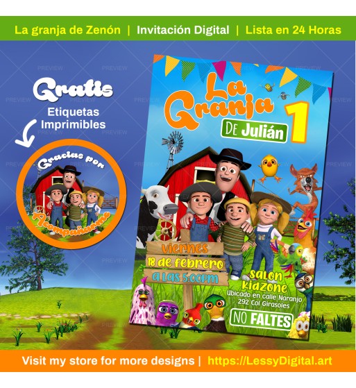 la granja de zenon invitación digital la vaca lola bartolito